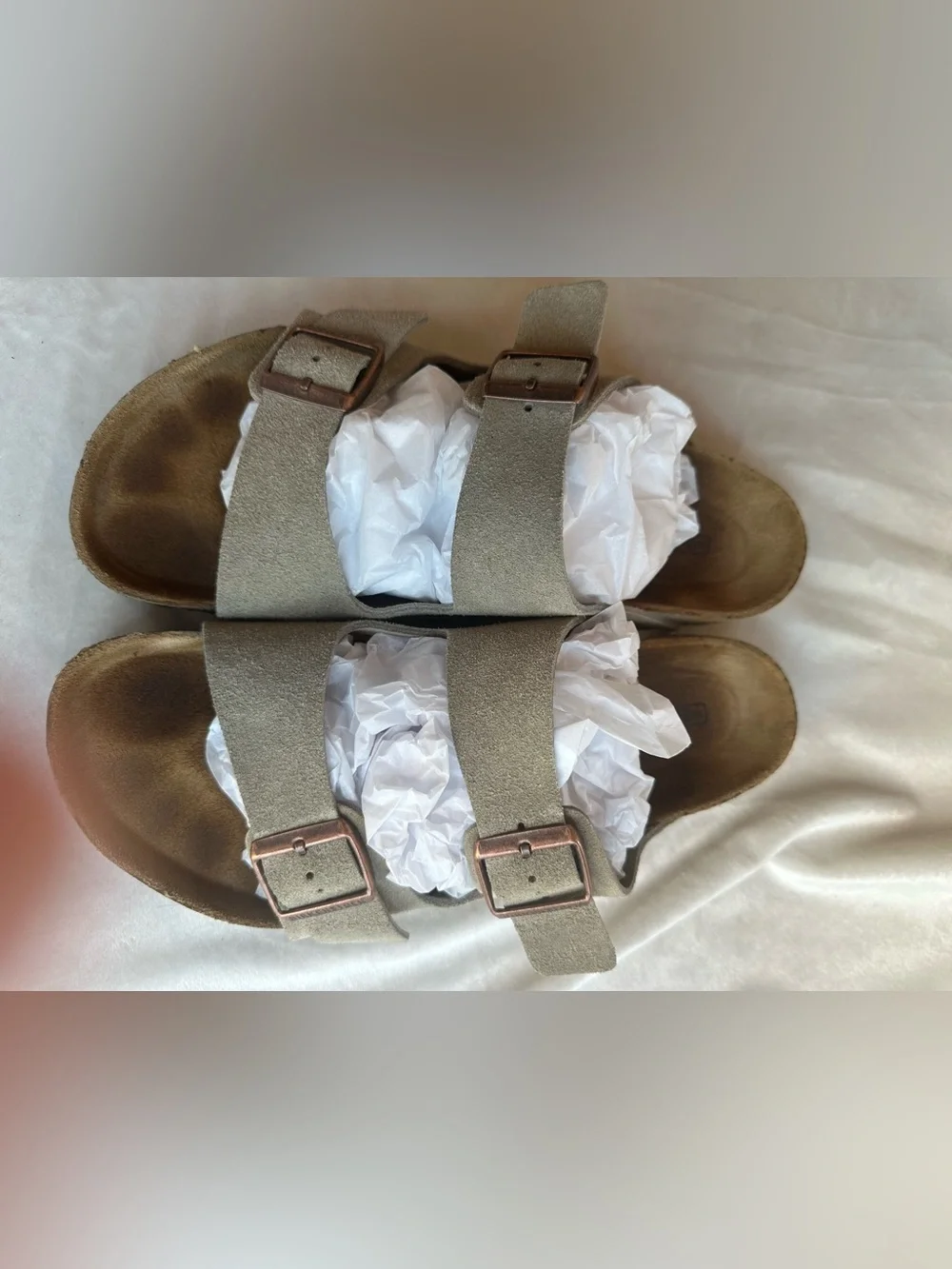 Birkenstock Men Two-Strap Suede Sandals in Tan
